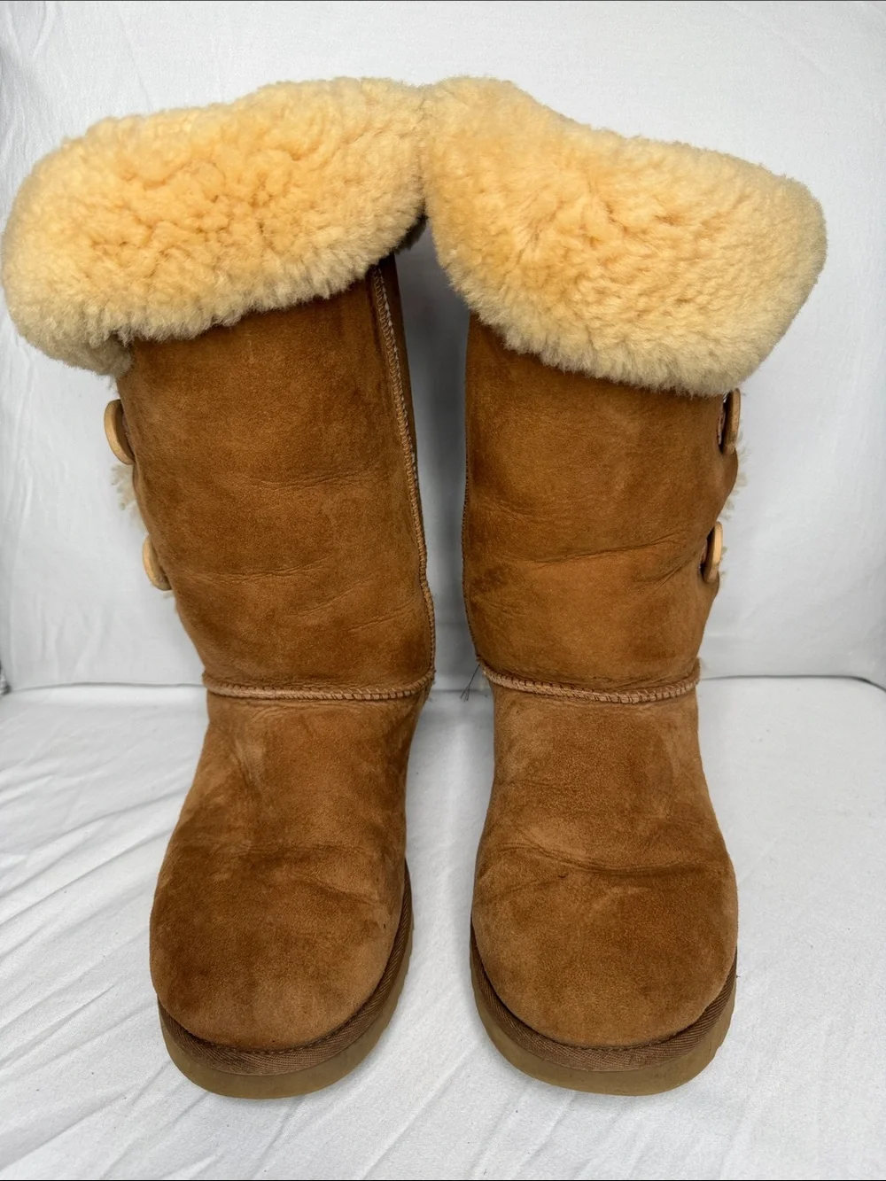 UGG Women's Button-Detail Shearling Suede Boots - Chestnut